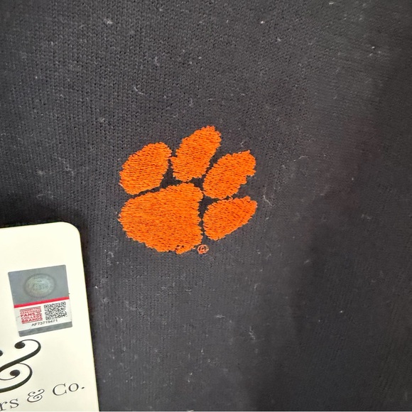 NEW Collars & Co Black Clemson Maranello Cotton Silk 3 Button Polo Sweater Large - Picture 3 of 7